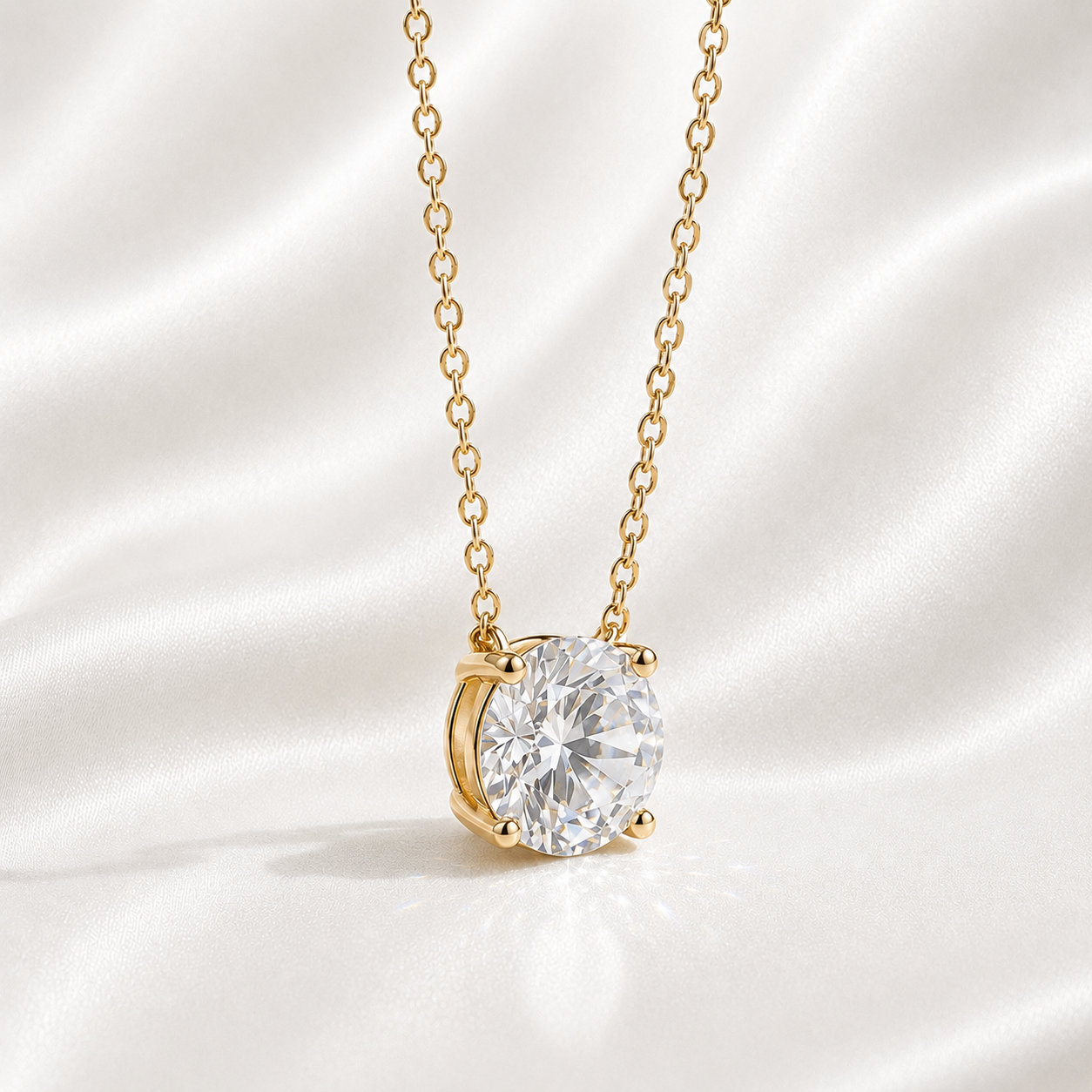 AnLu Solitär-Halskette mit Moissanite – 925 Silber, 18 Karat vergoldet