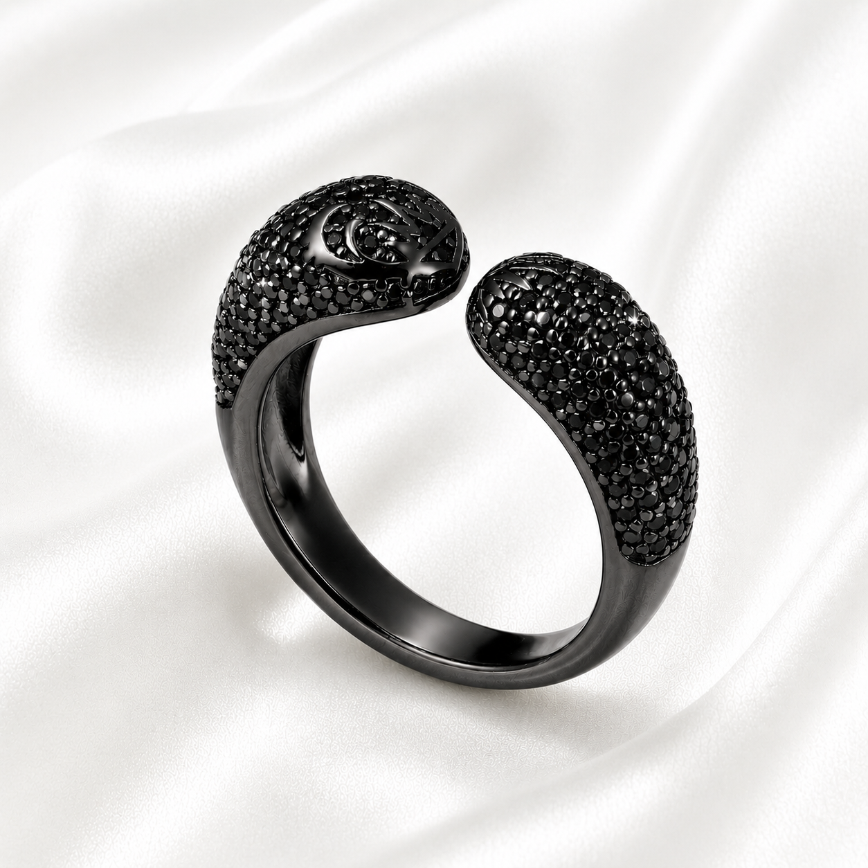 AnLu Herz-Krone Ring mit Premium Zirkonia – 925 Silber, schwarz vergoldet