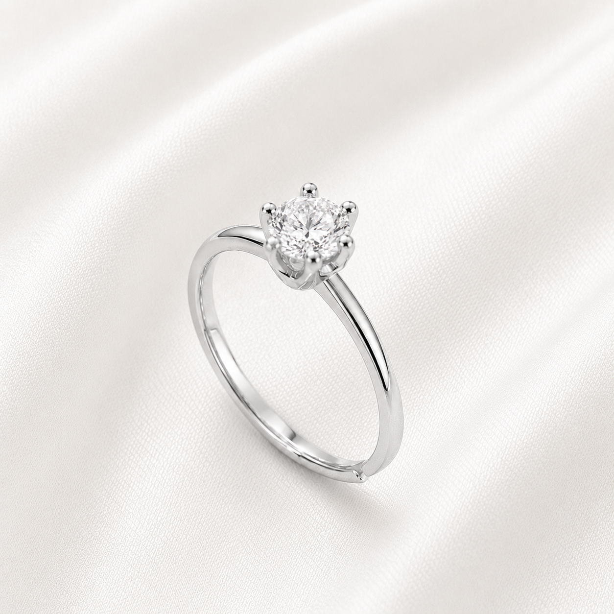 AnLu Solitär-Ring mit Moissanite – 925 Silber rhodiniert, 6.5mm