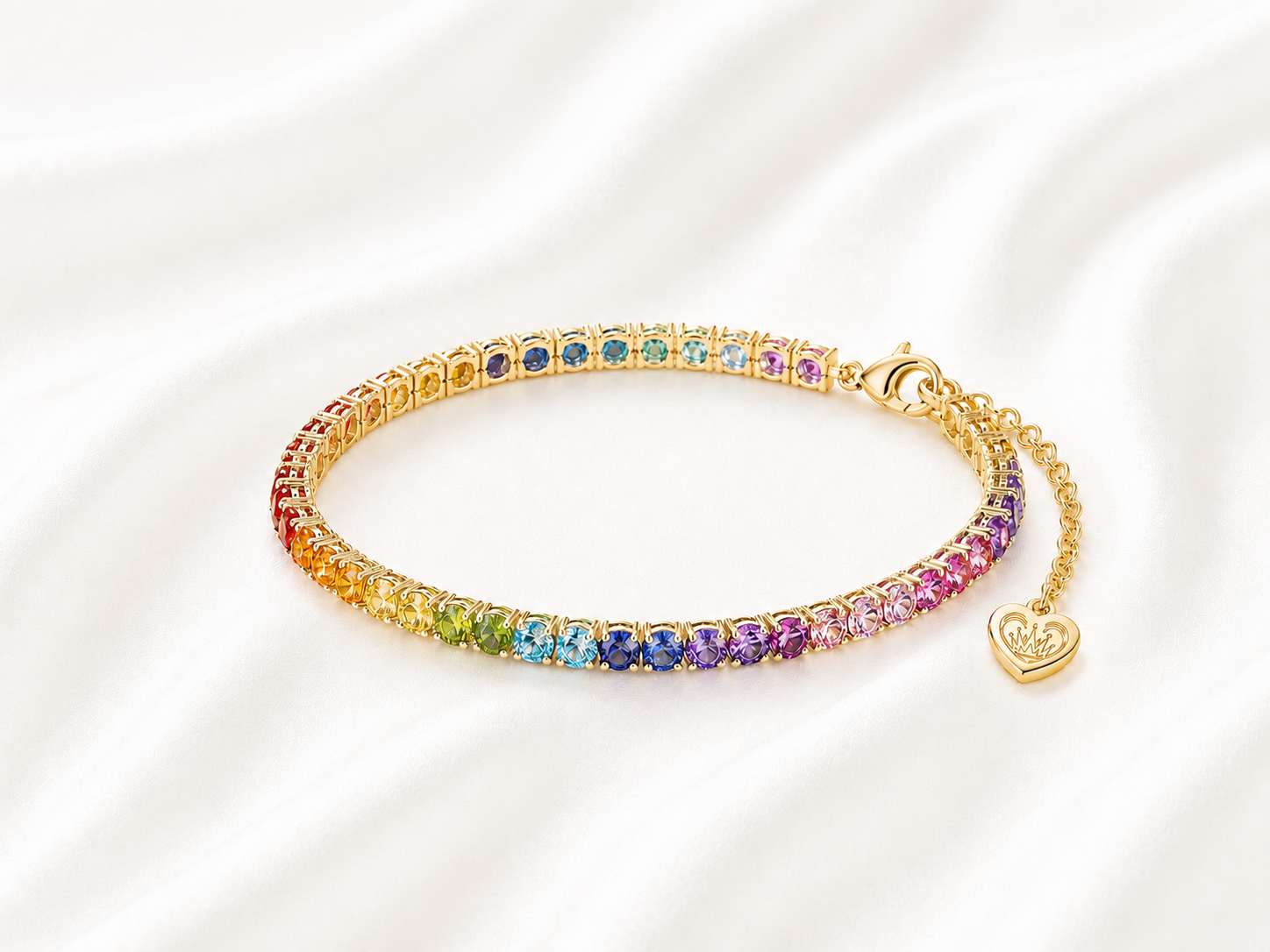 AnLu Tennisarmband Colour – 925 Silber, 18 Karat vergoldet