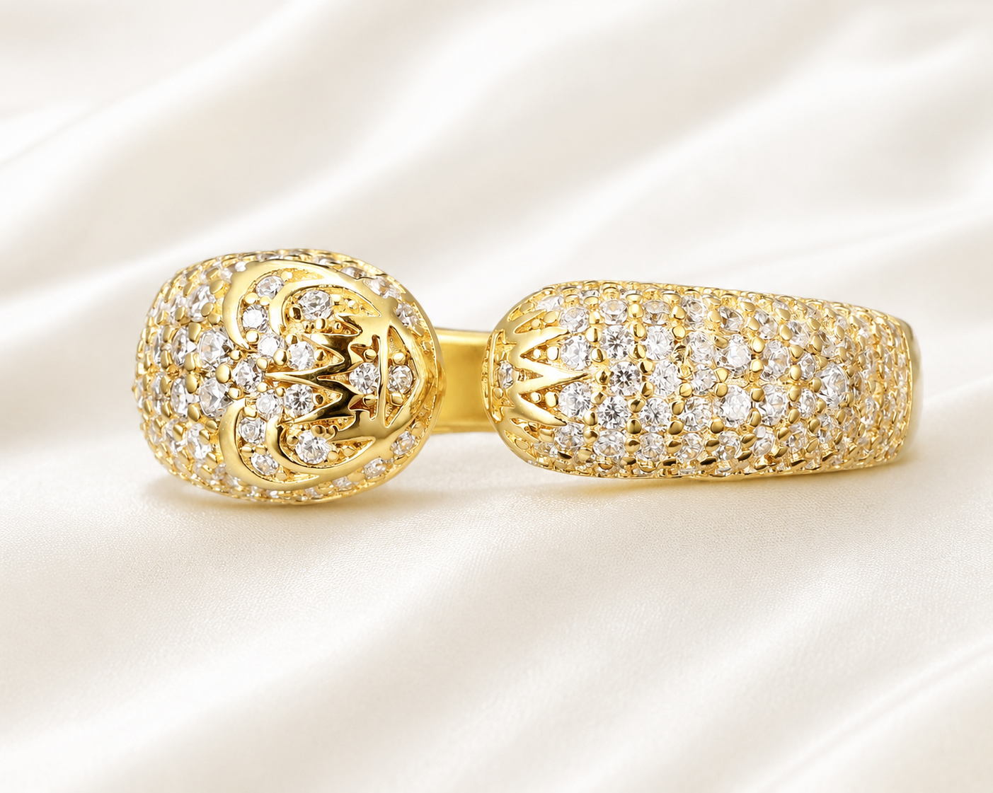 AnLu Herz-Krone Ring mit Premium Zirkonia – 925 Silber, 18 Karat vergoldet