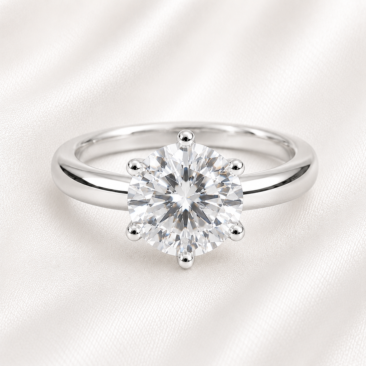 AnLu Solitär-Ring mit Moissanite – 925 Silber, rhodiniert – 8 mm
