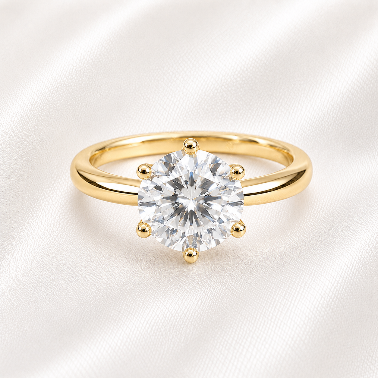 AnLu Solitär-Ring mit Moissanite – 925 Silber, 18 Karat vergoldet – 8 mm