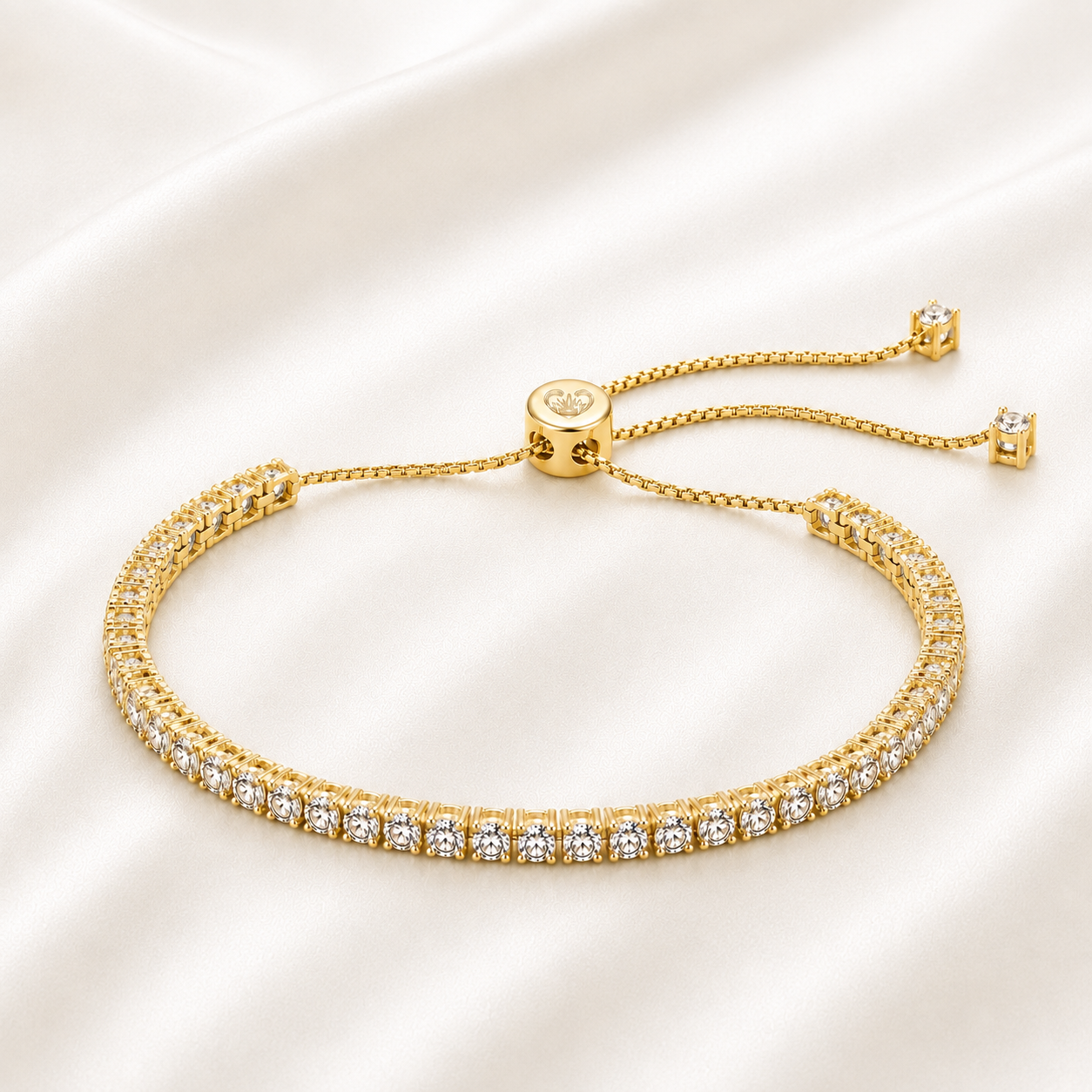 AnLu Moissanite Tennisarmband mit Bolo-Verschluss – 925 Silber, 18 Karat vergoldet
