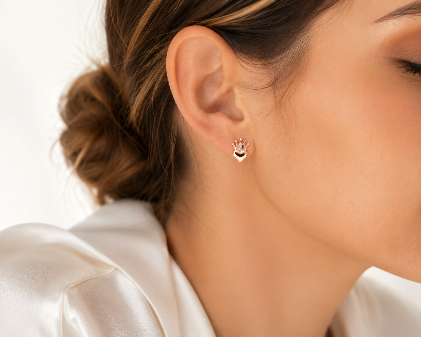 AnLu Ohrstecker klein mit Zirkon – 925 Silber, rosévergoldet