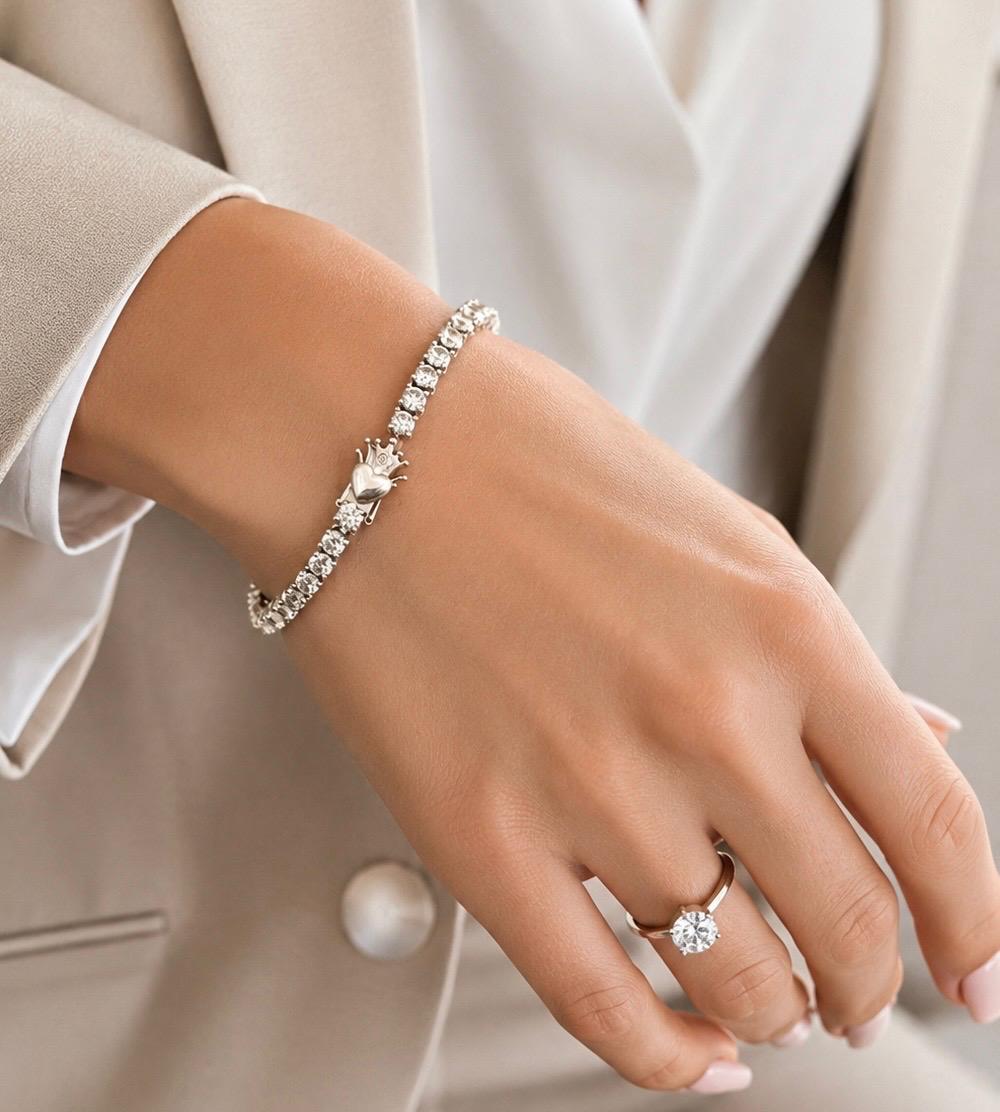 AnLu Signature Tennisarmband – 925 Silber, rhodiniert