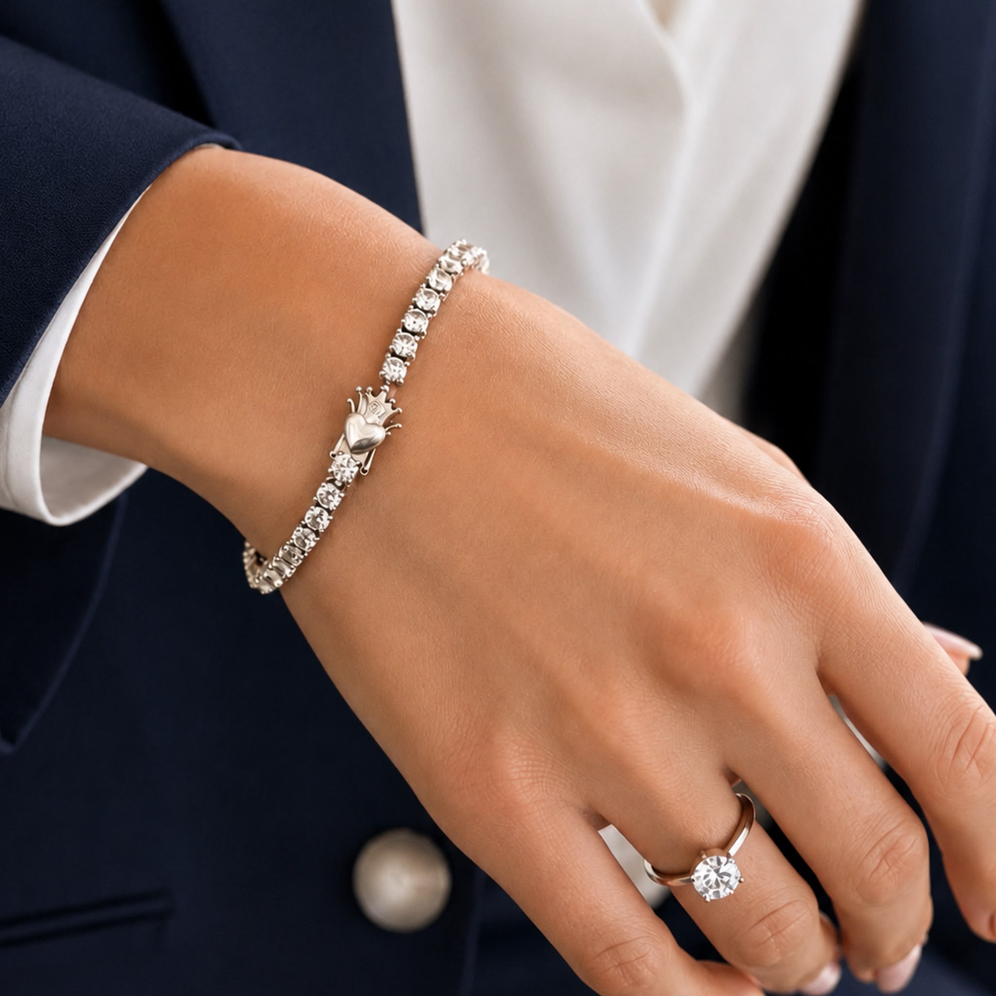 AnLu Signature Tennisarmband – 925 Silber, rhodiniert