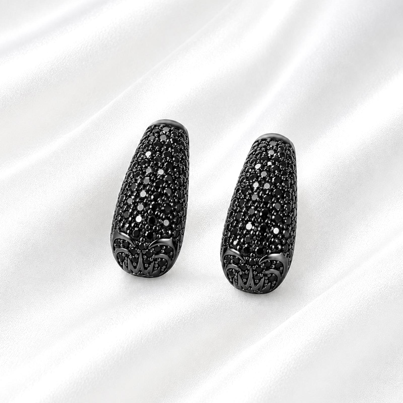AnLu Ohrstecker Pavé mit Premium Zirkonia – 925 Silber schwarz, vergoldet