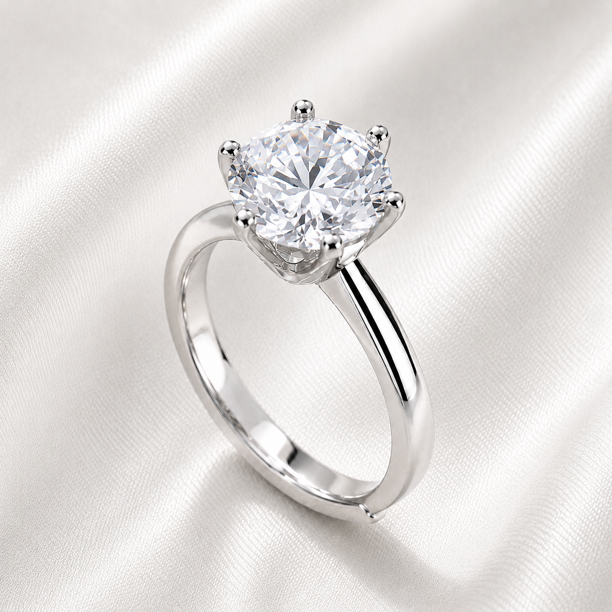 AnLu Solitär-Ring mit Moissanite – 925 Silber, rhodiniert – 8 mm