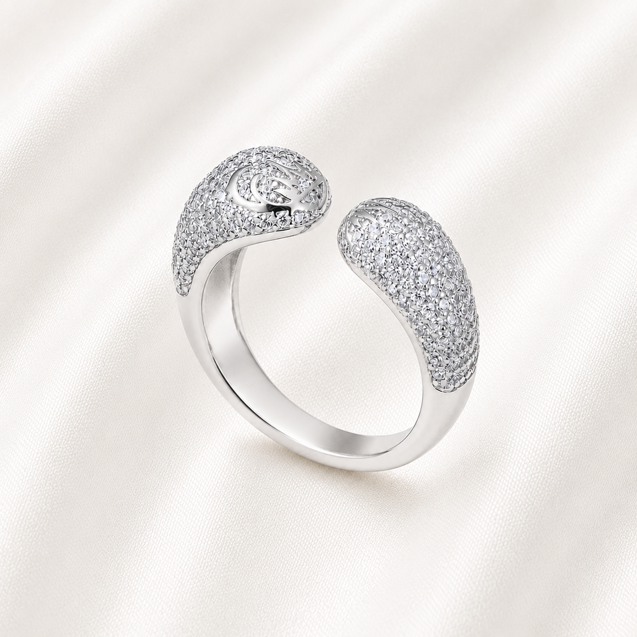 AnLu Herz-Krone Ring mit Premium Zirkonia – 925 Silber, rhodiniert