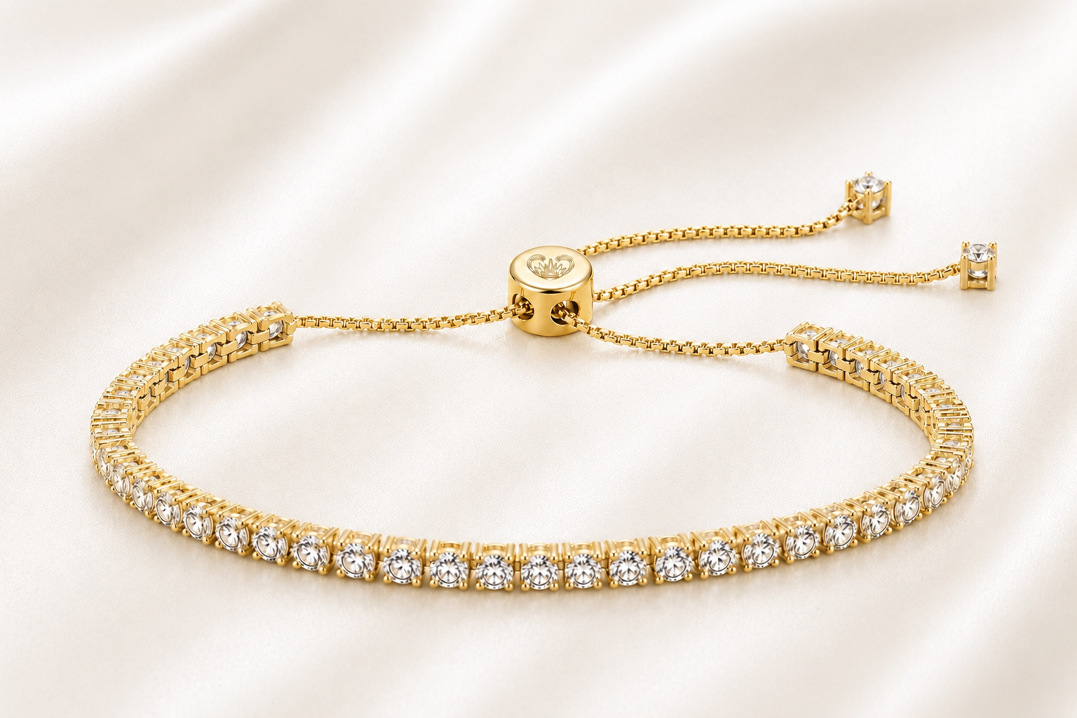 AnLu Moissanite Tennisarmband mit Bolo-Verschluss – 925 Silber, 18 Karat vergoldet