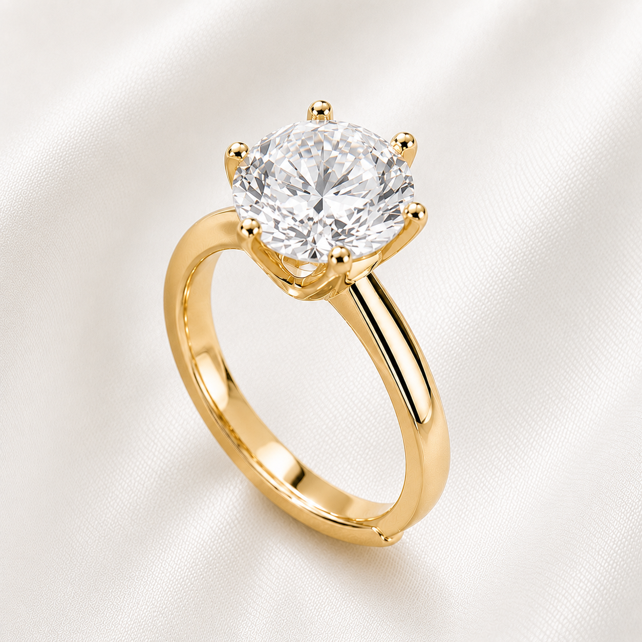 AnLu Solitär-Ring mit Moissanite – 925 Silber, 18 Karat vergoldet – 8 mm