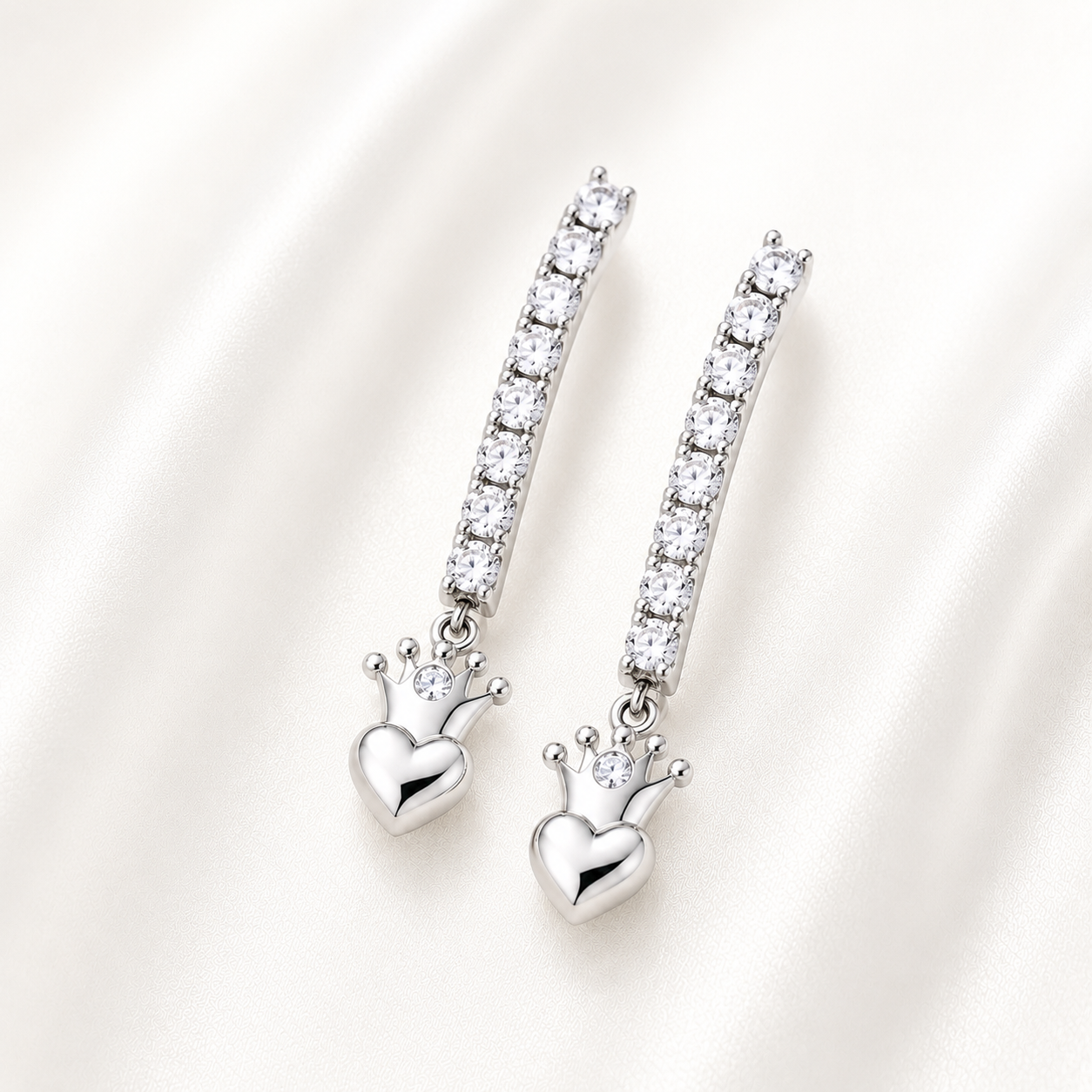 AnLu Ohrringe lang mit Zirkon – 925 Silber,  rhodiniert