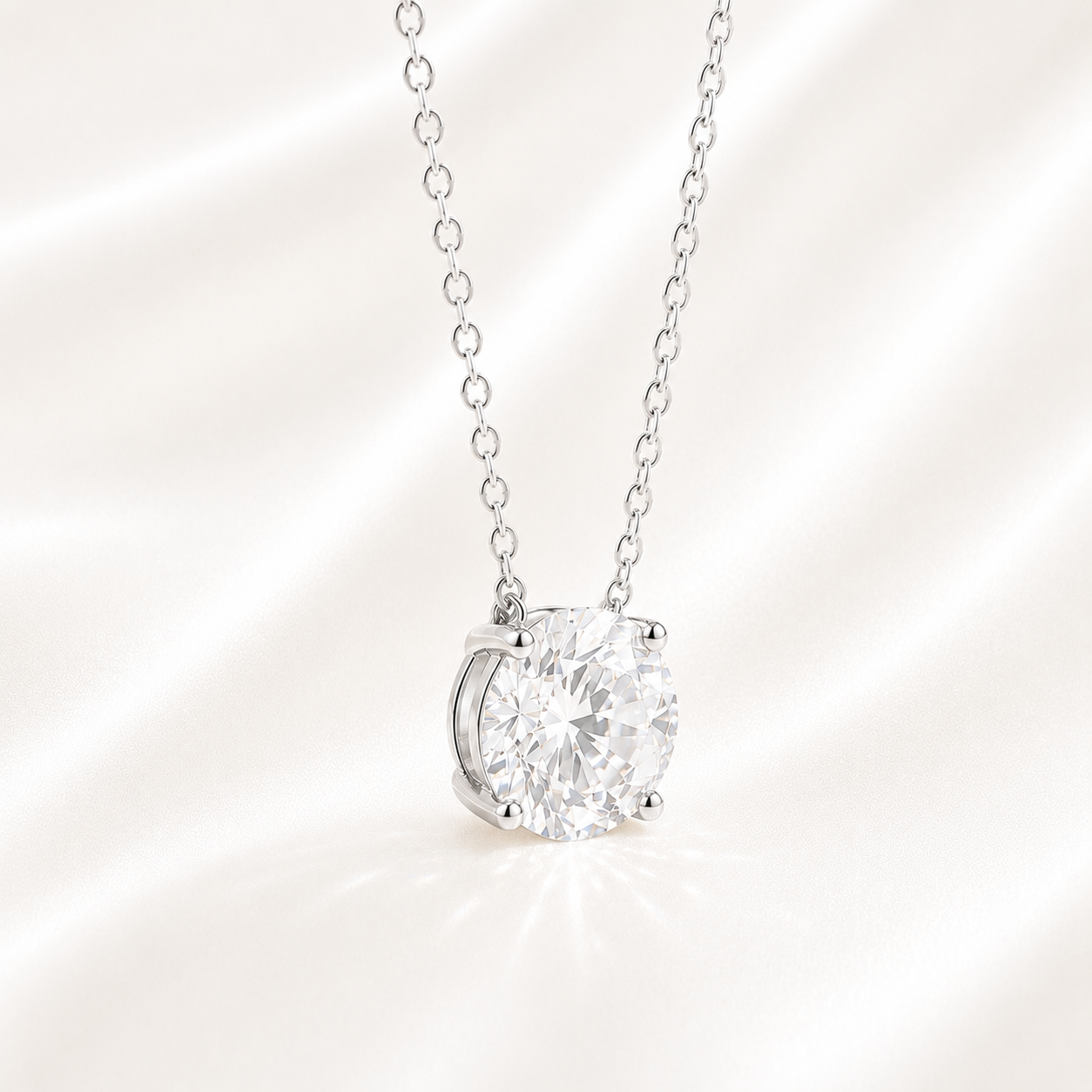 AnLu Solitär-Halskette mit Moissanite – 925 Silber, rhodiniert