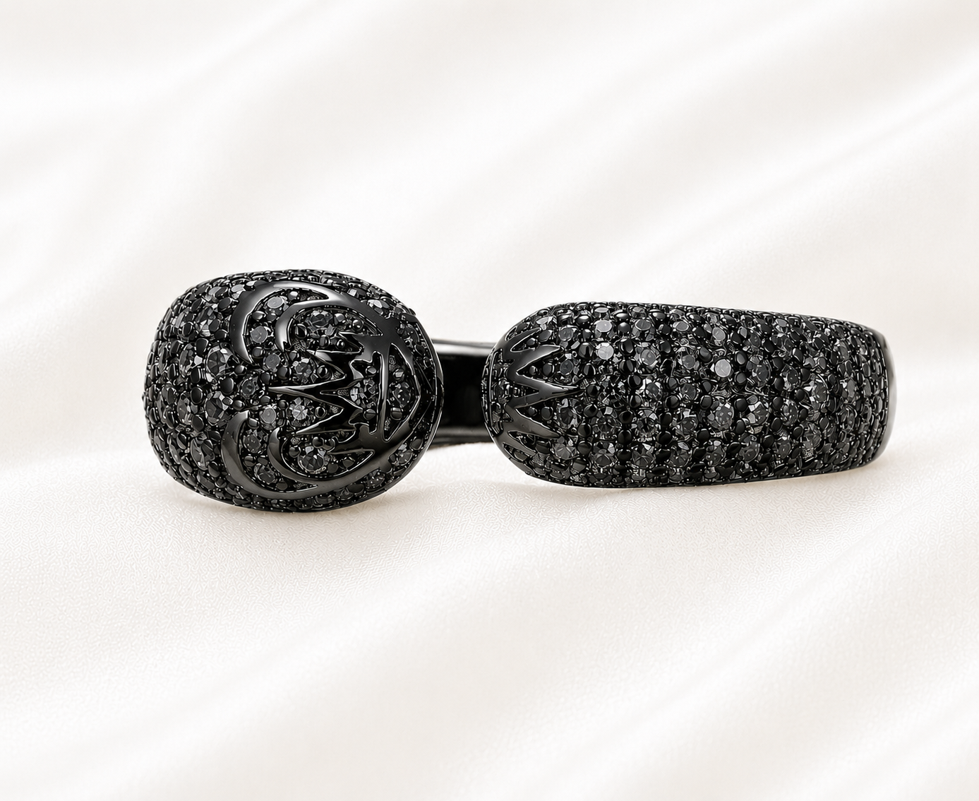 AnLu Herz-Krone Ring mit Premium Zirkonia – 925 Silber, schwarz vergoldet