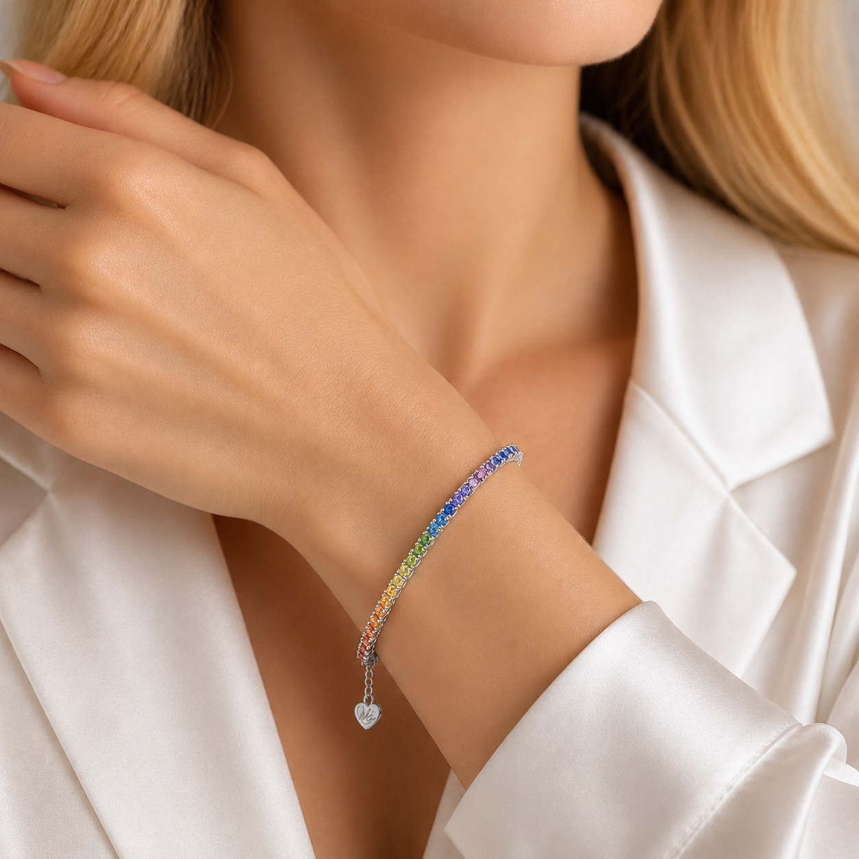 AnLu Tennisarmband Colour – 925 Silber, rhodiniert