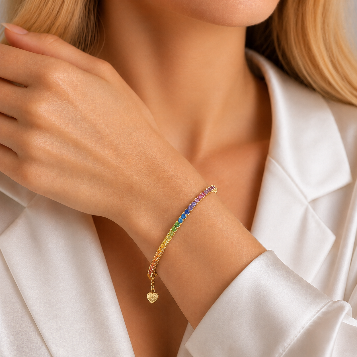 AnLu Tennisarmband Colour – 925 Silber, 18 Karat vergoldet