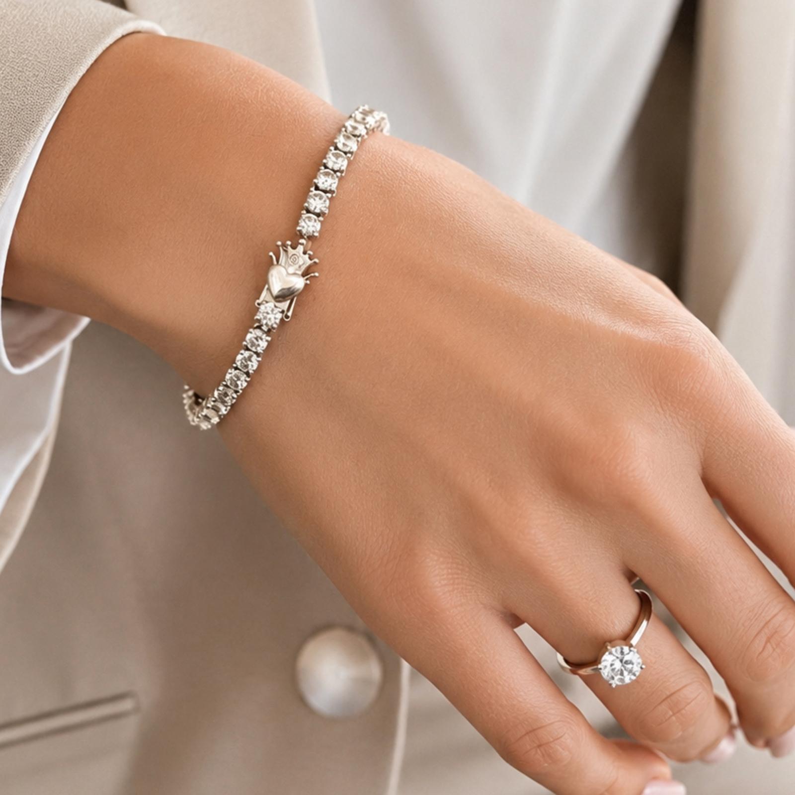 AnLu Signature Tennisarmband – 925 Silber, rhodiniert