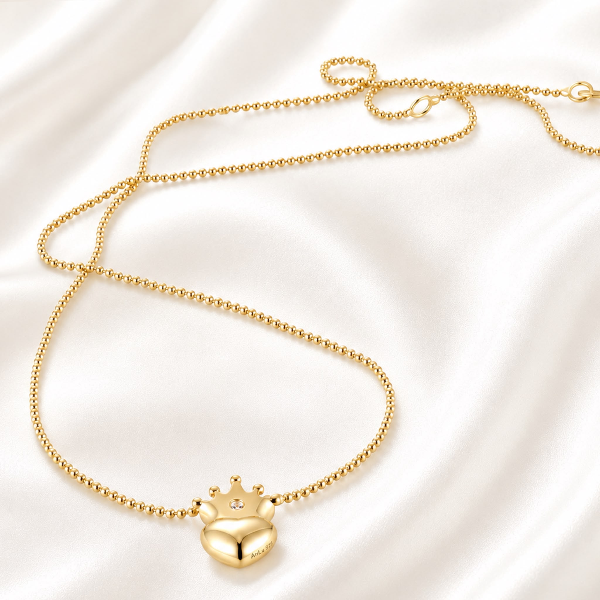 AnLu Petite Princess Halskette – 925 Silber,  18 Karat vergoldet